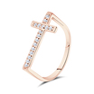 Cross Shape With CZ Stone Silver Ring NSR-4141